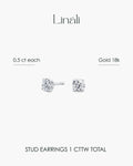 Round Lab-Grown Diamond Stud Earrings 0.5 ct each 1 Prong
