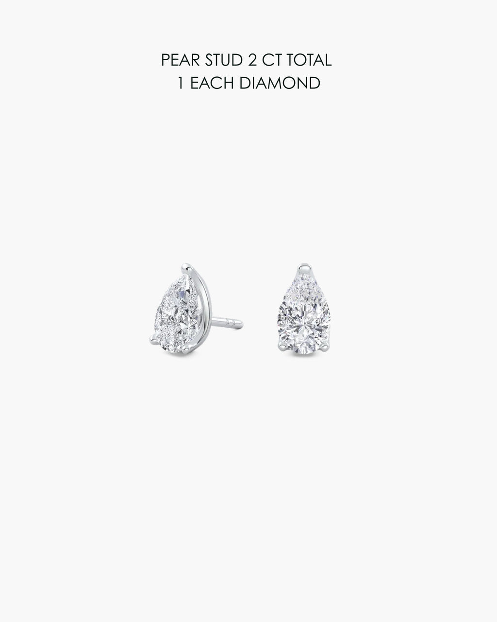 Pear Diamond Stud Earrings 2 Carat Total