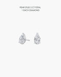 Pear Diamond Stud Earrings 2 Carat Total