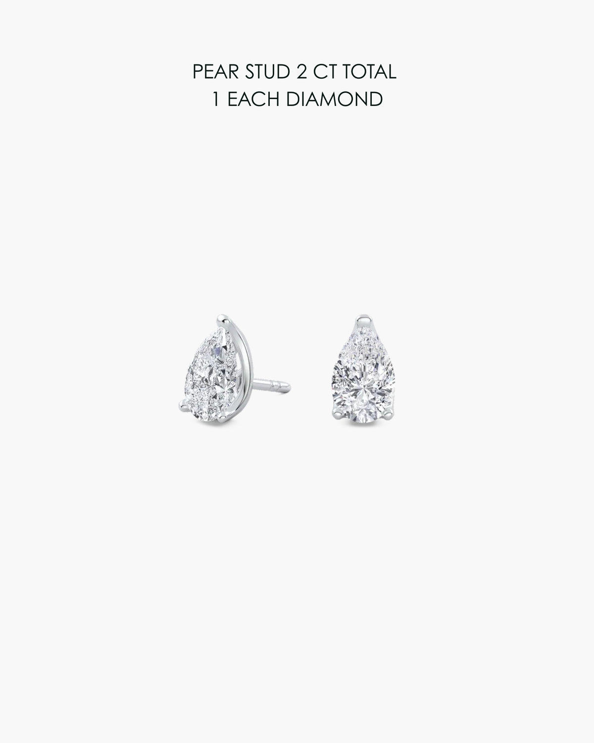 Pear Diamond Stud Earrings 2 Carat Total