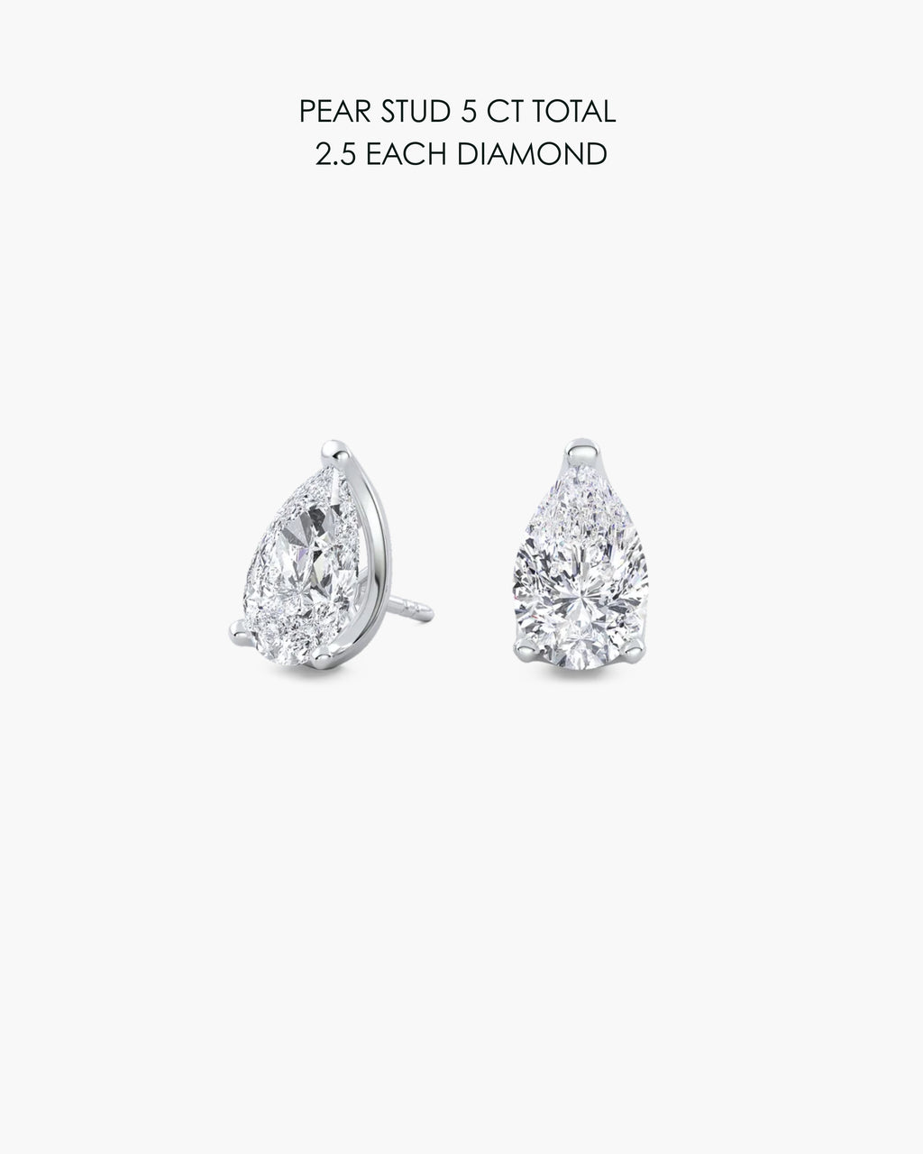 Pear Diamond Stud Earrings 5 Carat Total
