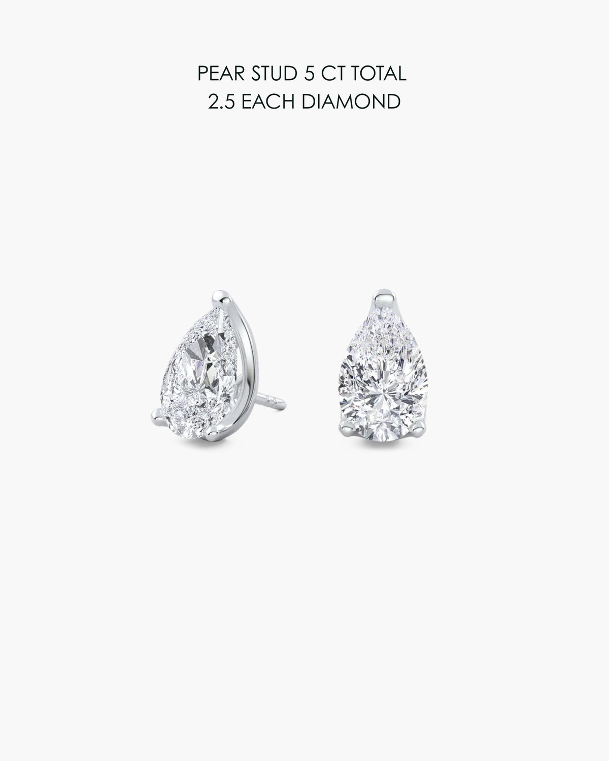 Pear Diamond Stud Earrings 5 Carat Total