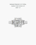 Radiant Diamond Trilogy Ring 5 Carat