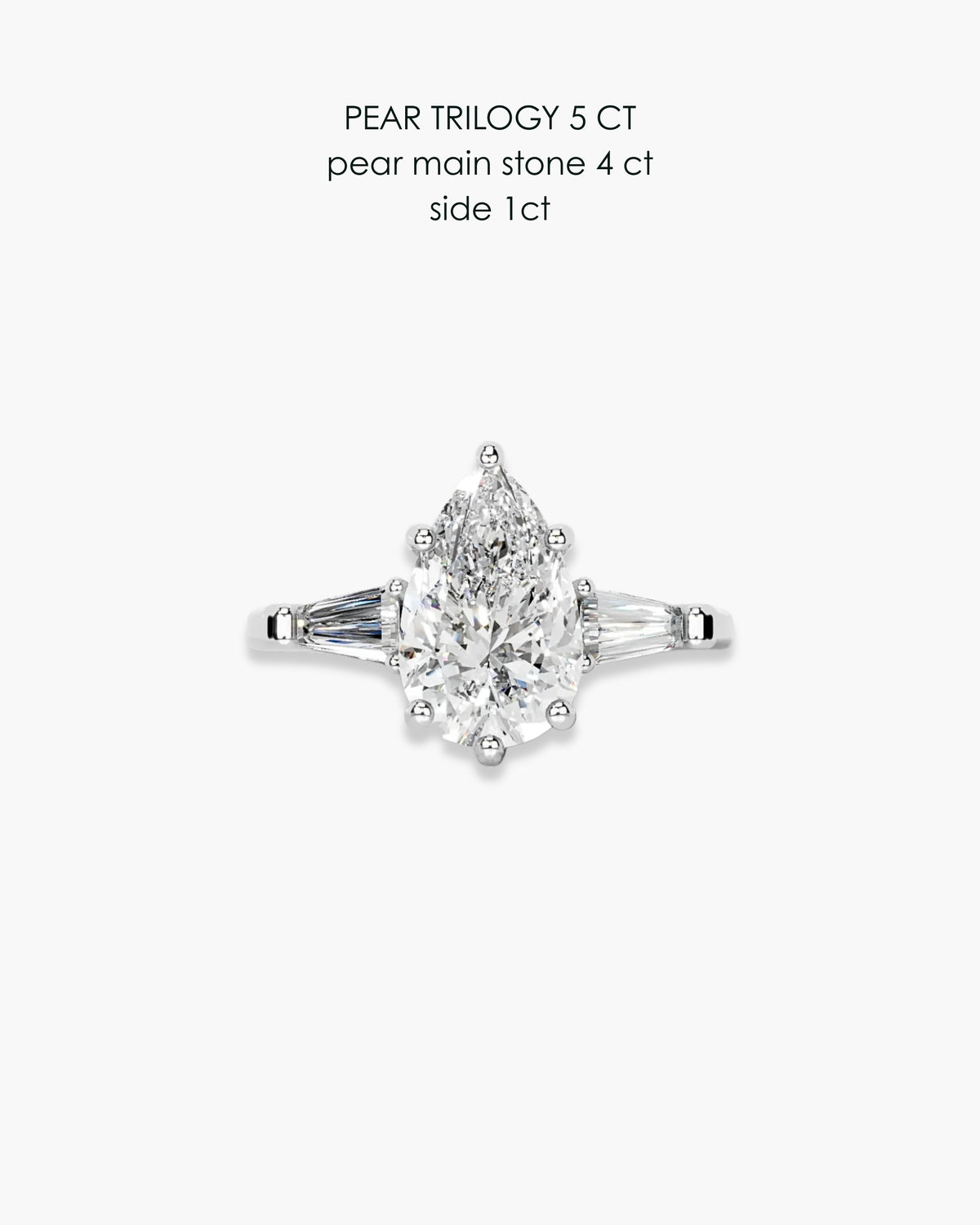 Pear Diamond Trilogy Ring 5 Carat