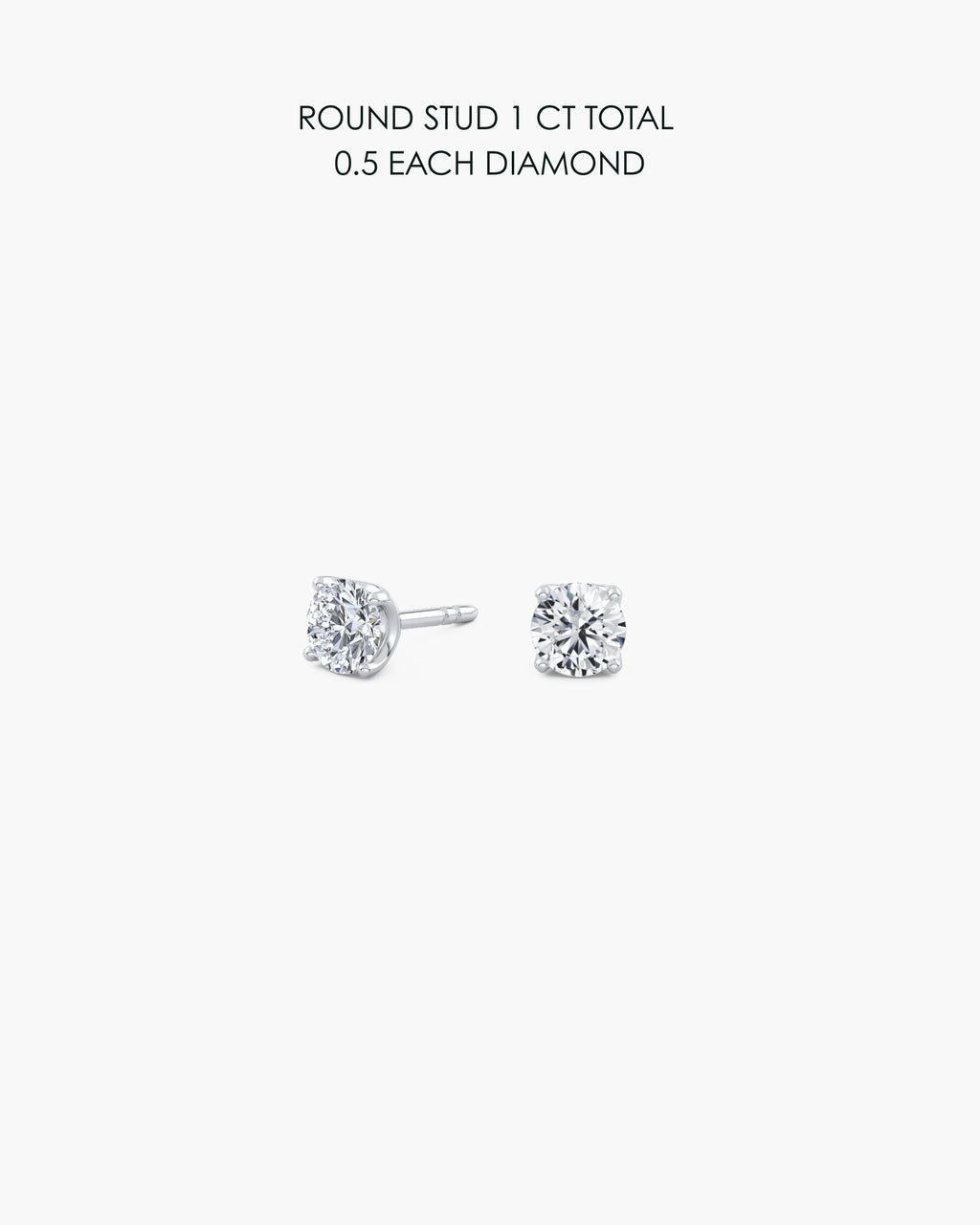 Round Diamond Stud Earrings - 1 Carat Total