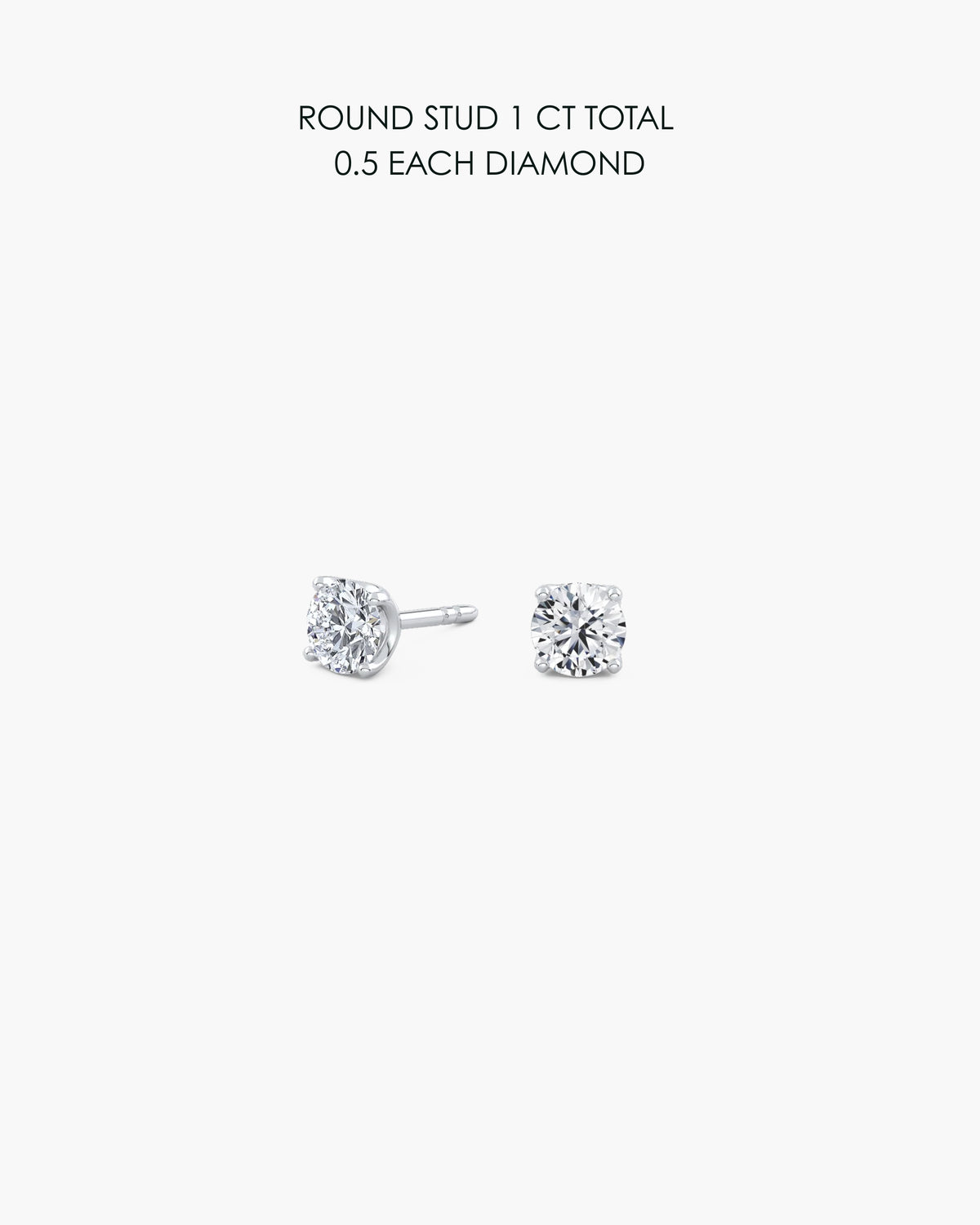 Round Diamond Stud Earrings - 1 Carat Total