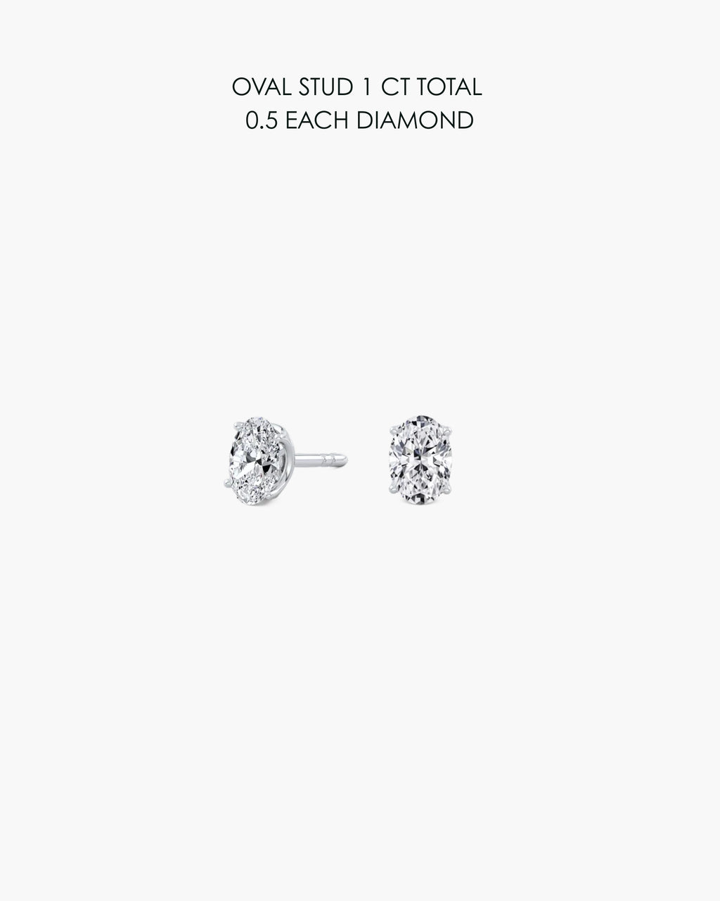 Oval Diamond Stud Earrings 1 Carat Total