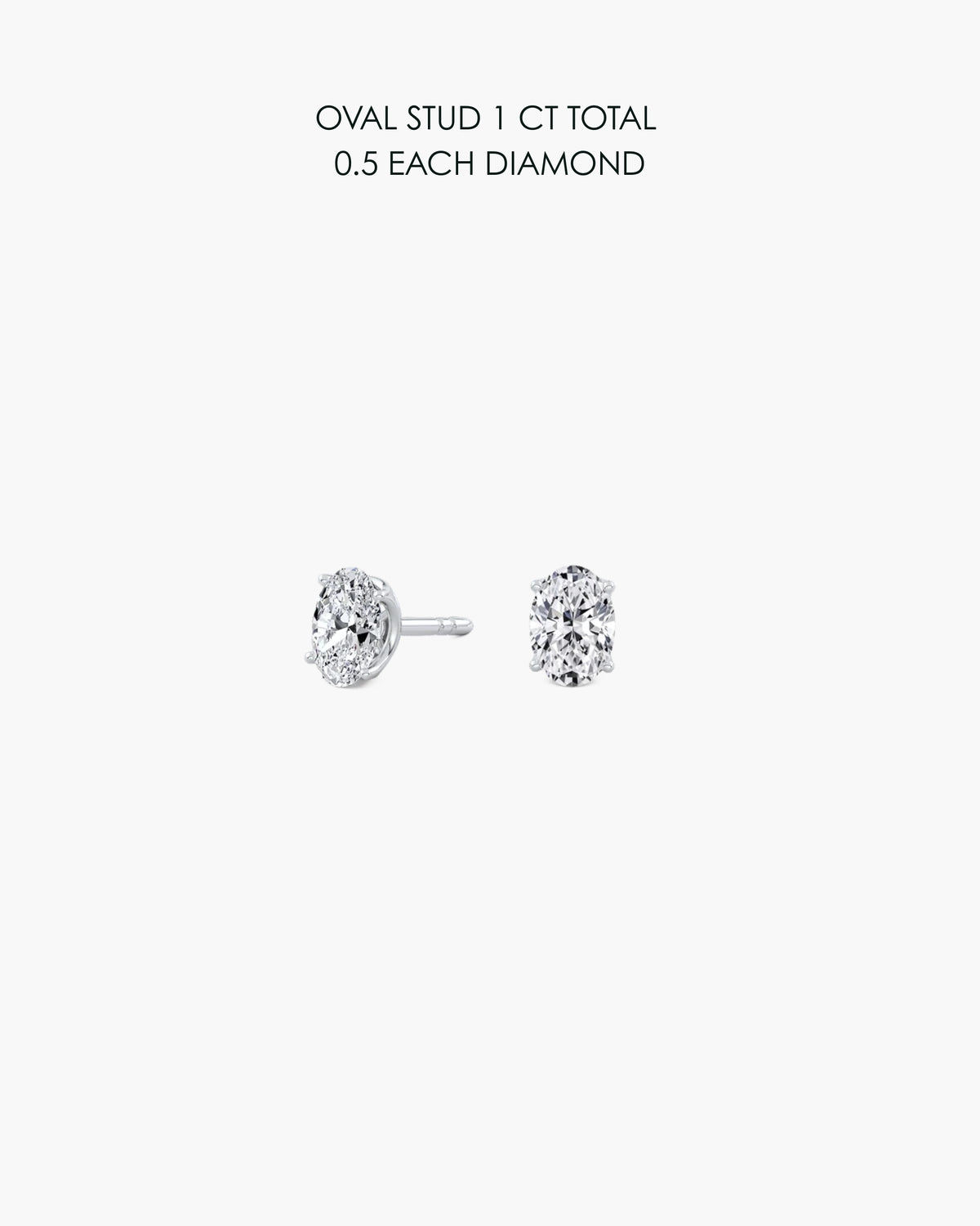 Oval Diamond Stud Earrings 1 Carat Total