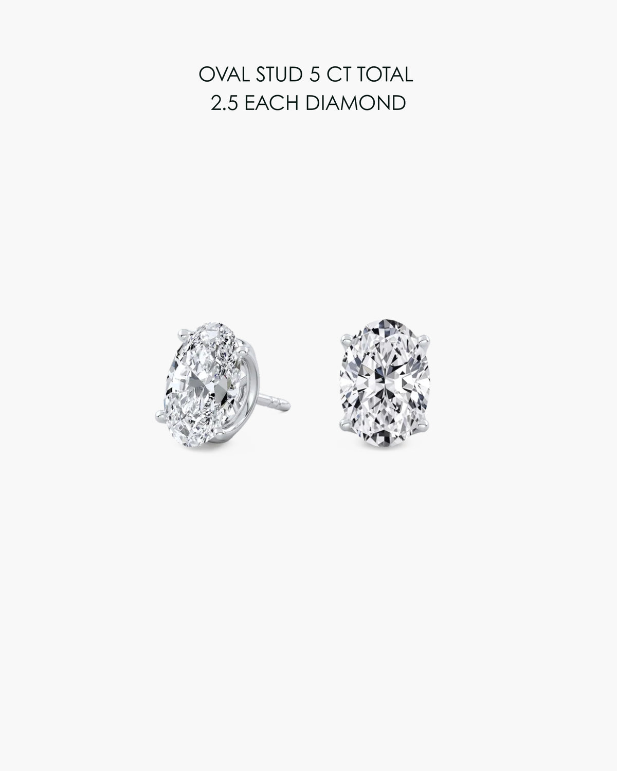 Oval Diamond Stud Earrings 5 Carat Total