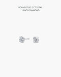 Round Diamond Stud Earrings 2 Carat Total