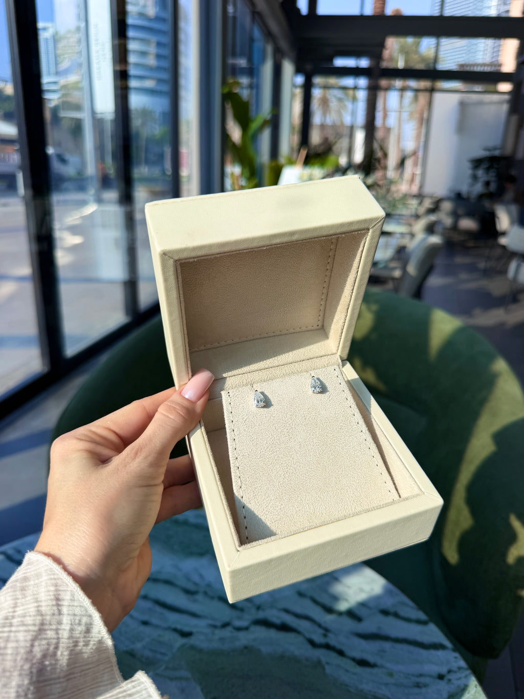 Pear Diamond Stud Earrings 2 Carat Total