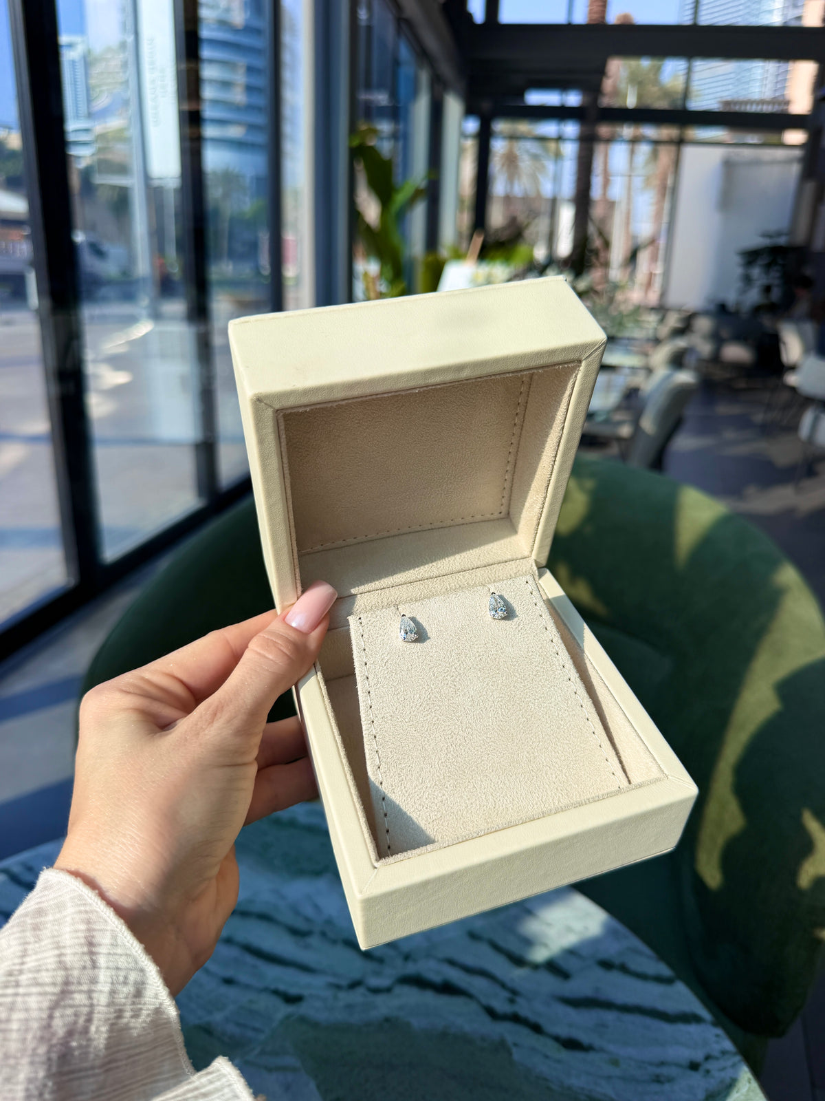 Pear Diamond Stud Earrings 2 Carat Total