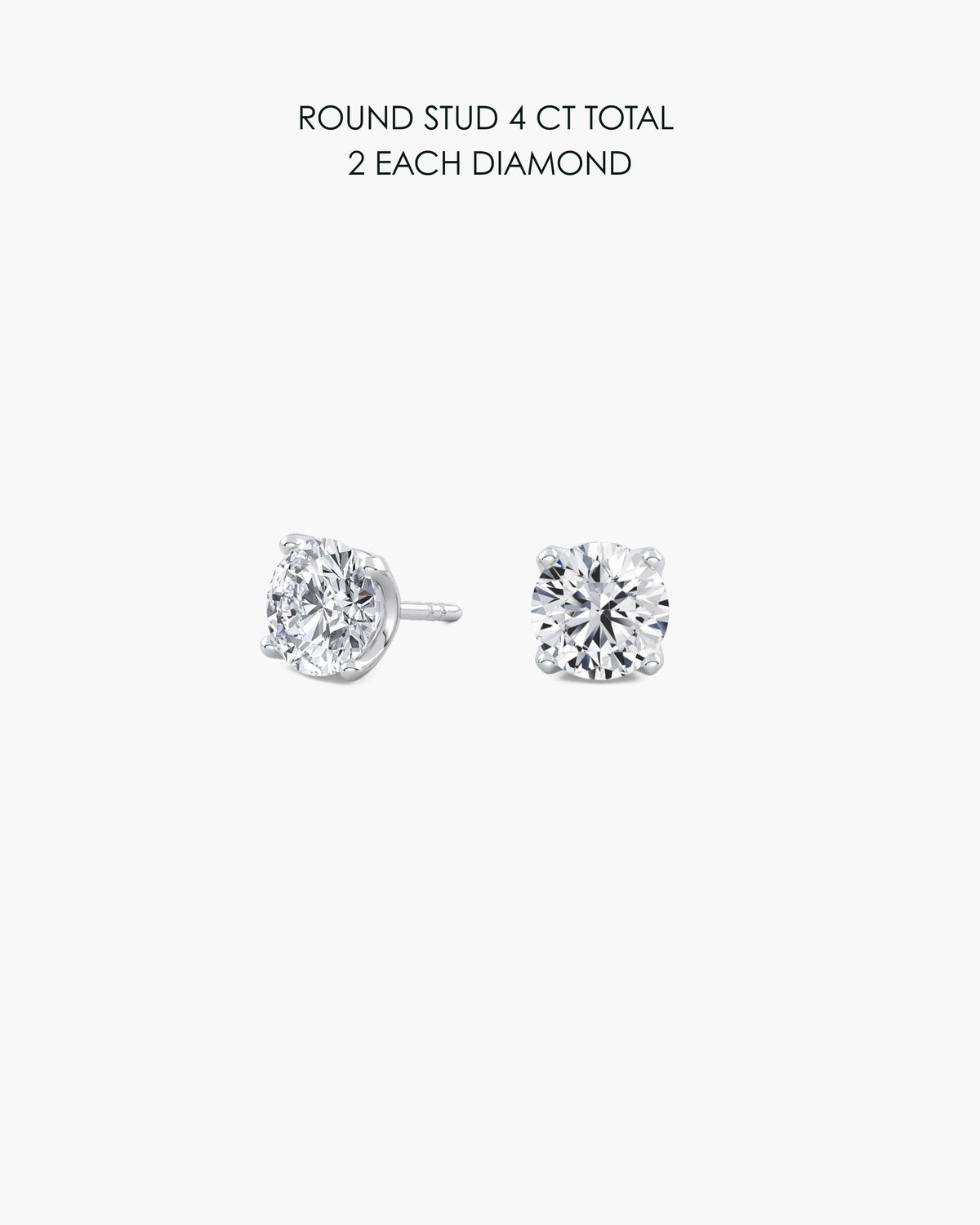 Round Diamond Stud Earrings 4 Carat Total