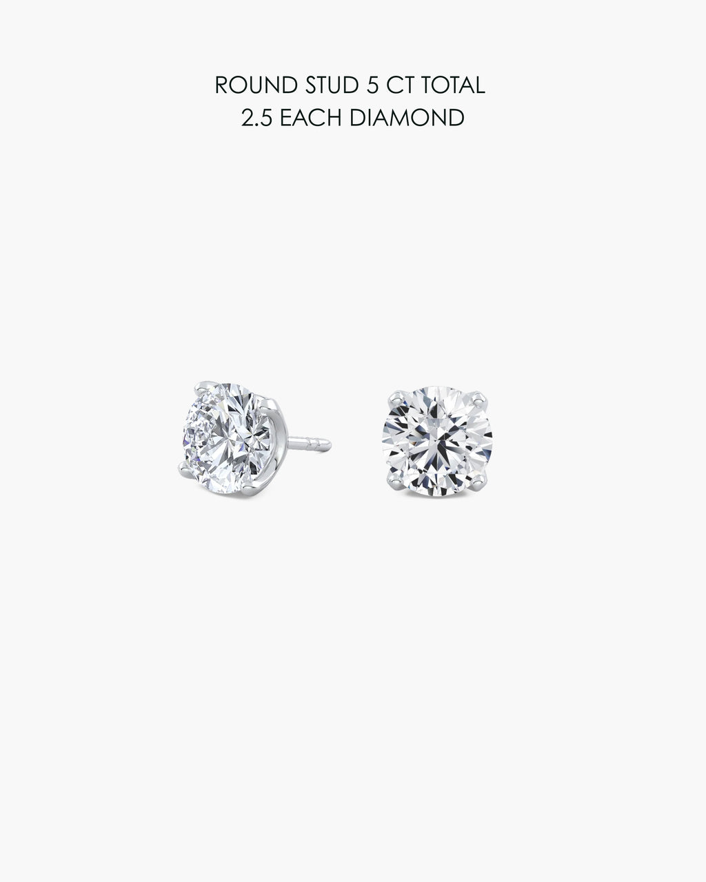 Round Diamond Stud Earrings 5 Carat