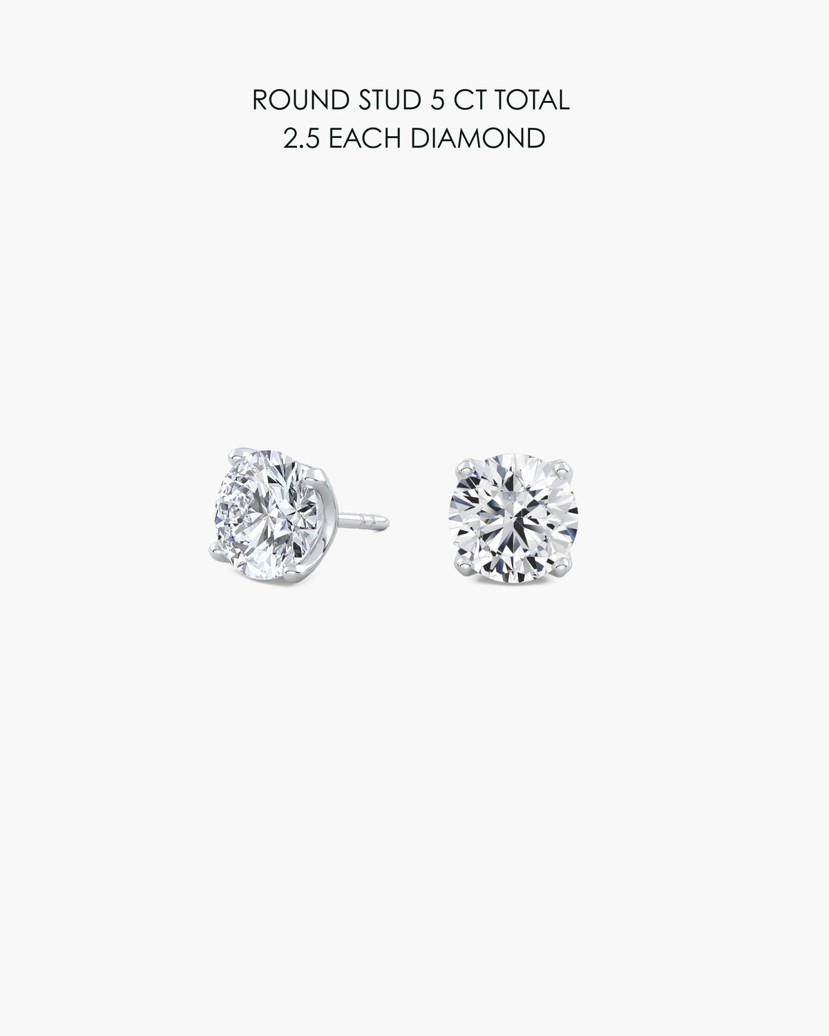 Round Diamond Stud Earrings 5 Carat