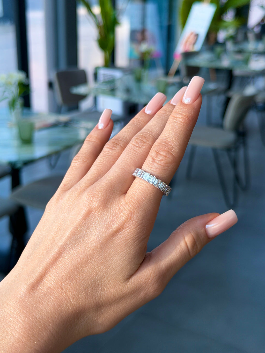 Emerald Diamond Eternity Ring - 5.5 Carat