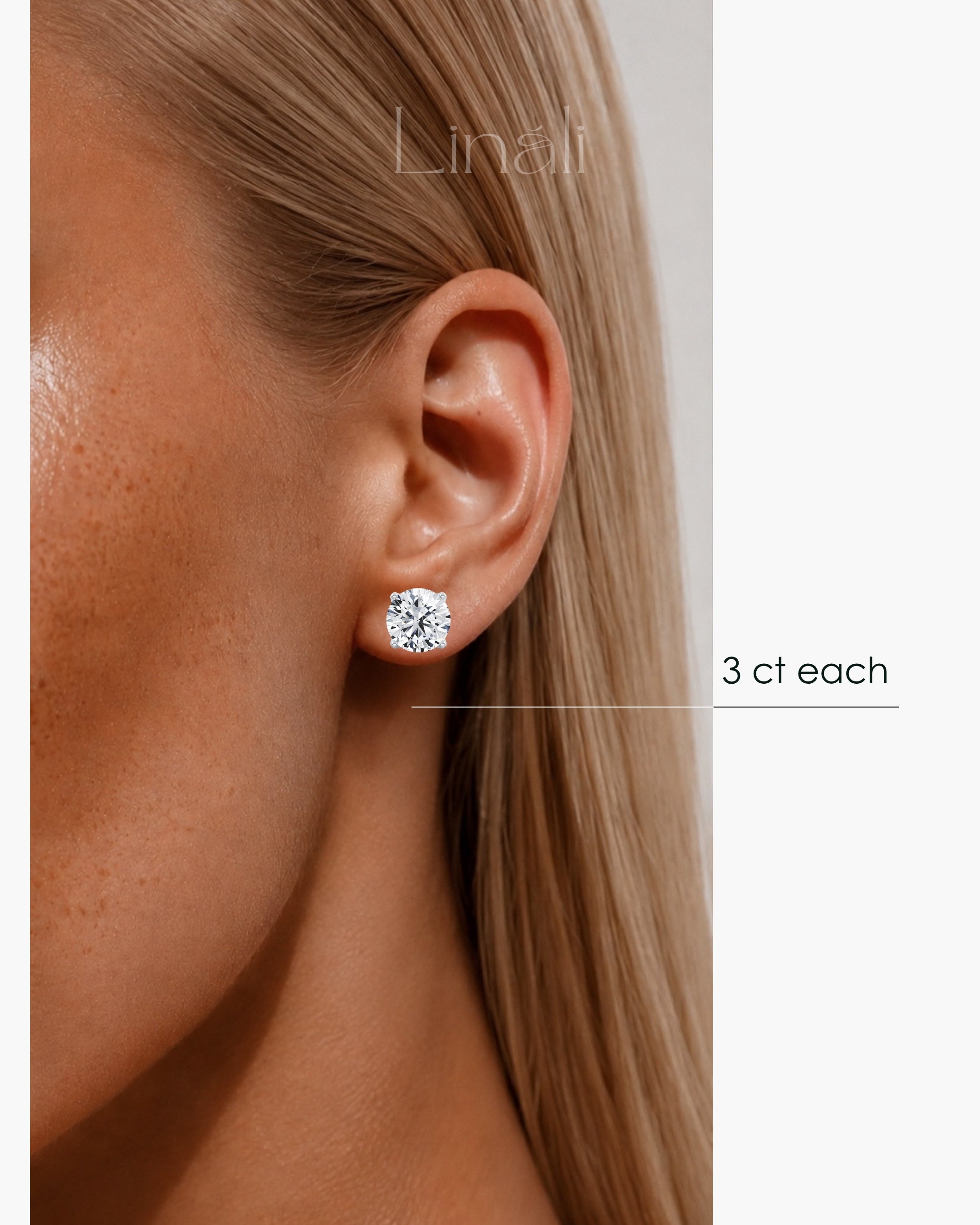 Round Lab-Grown Diamond Stud Earrings 1 ct each 2 Prong