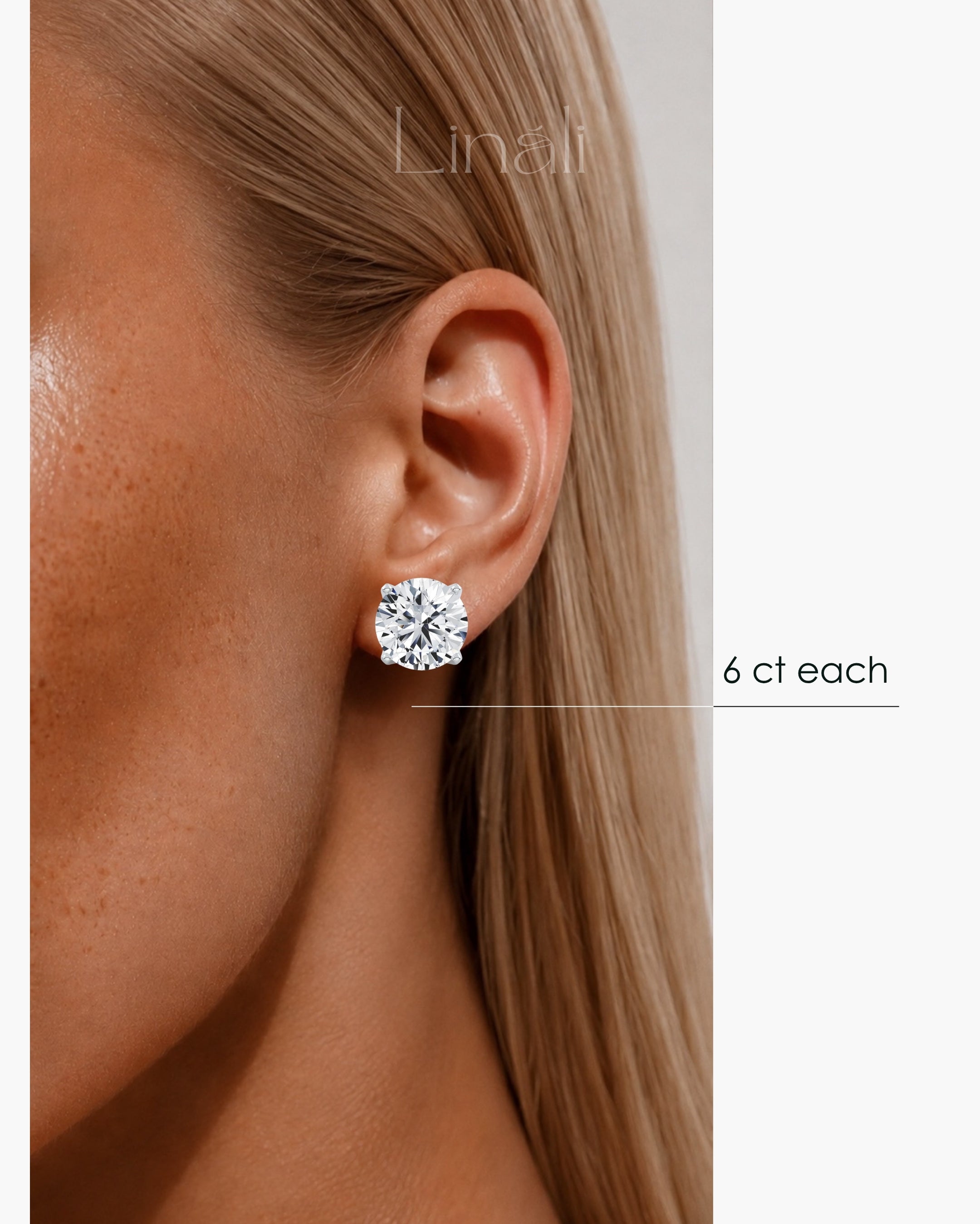 Round Lab-Grown Diamond Stud Earrings 1 ct each 2 Prong