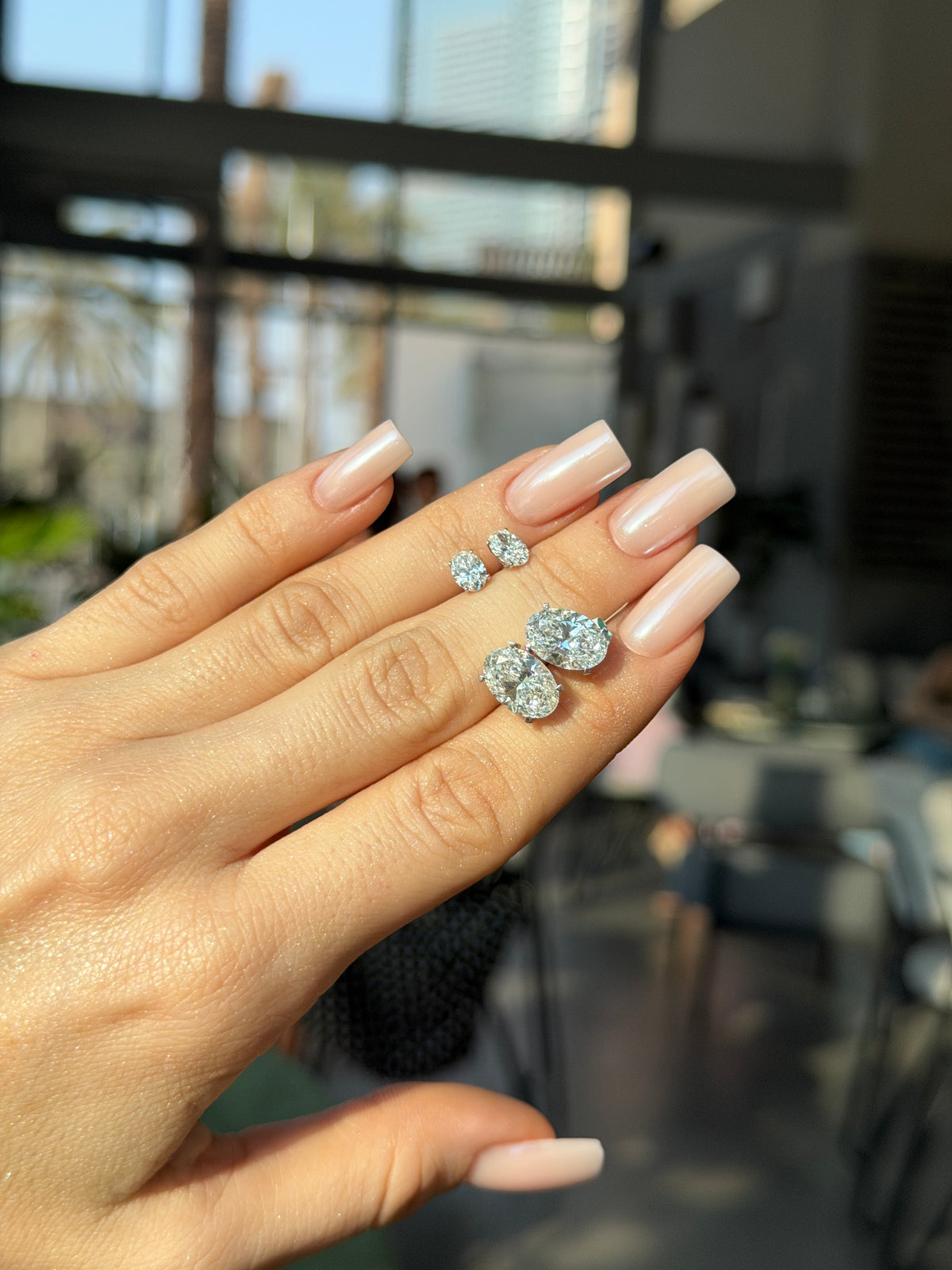Oval Diamond Stud Earrings 1 Carat Total