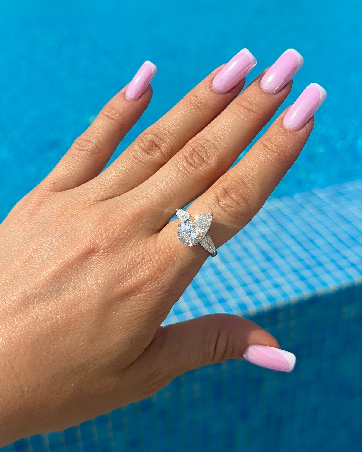 Pear Diamond Trilogy Ring 5 Carat