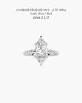 Marquise Diamond Solitaire Pave Ring - 1.8 Carat