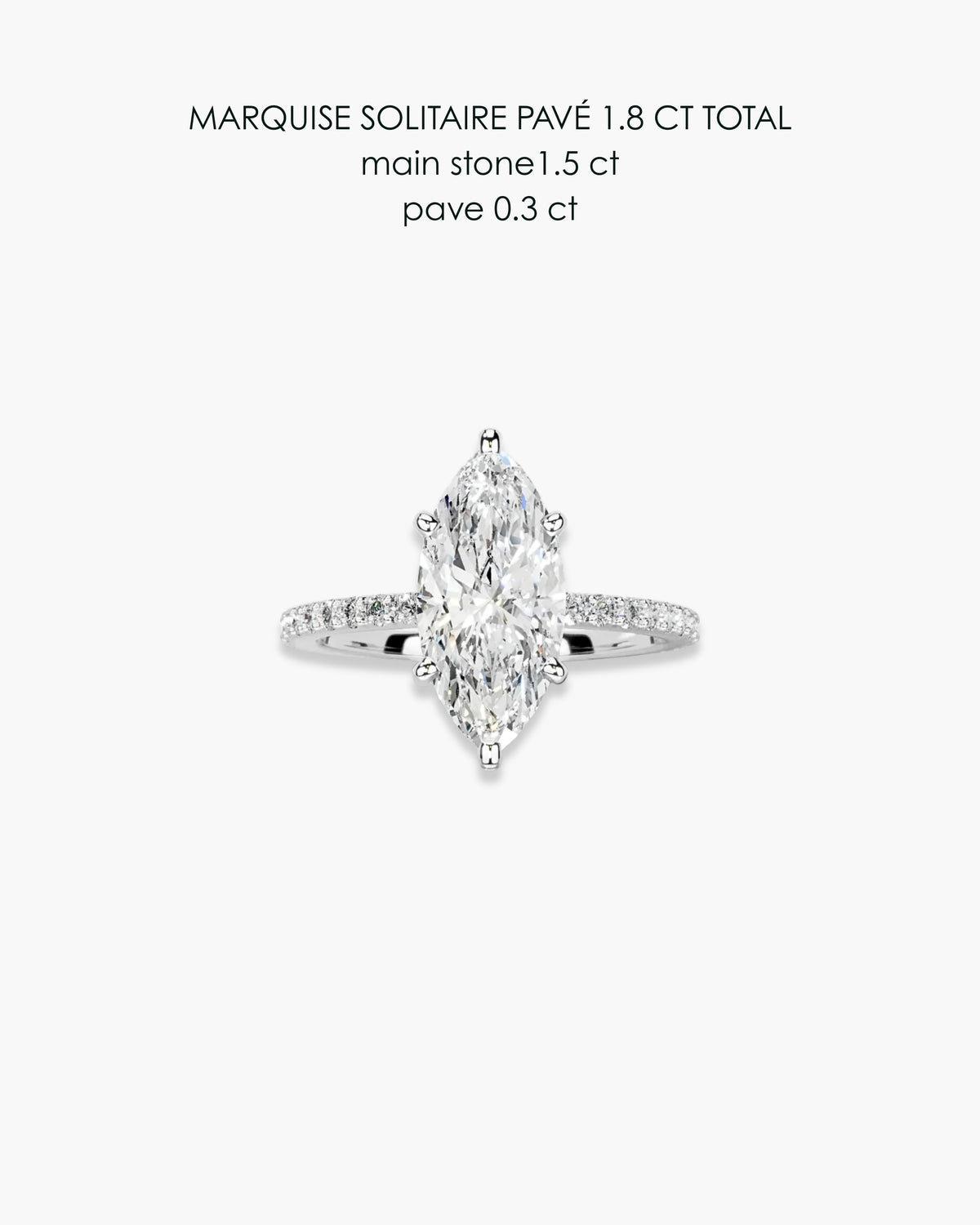 Marquise Diamond Solitaire Pave Ring - 1.8 Carat