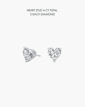 Heart Diamond Stud Earrings 4 Carat Total