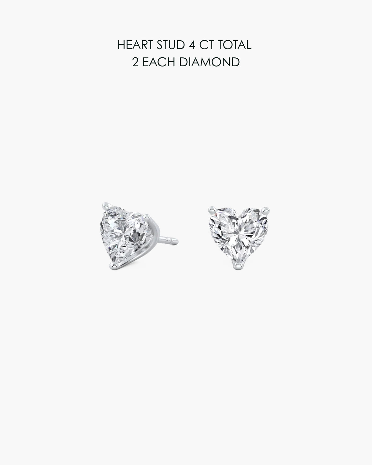 Heart Diamond Stud Earrings 4 Carat Total