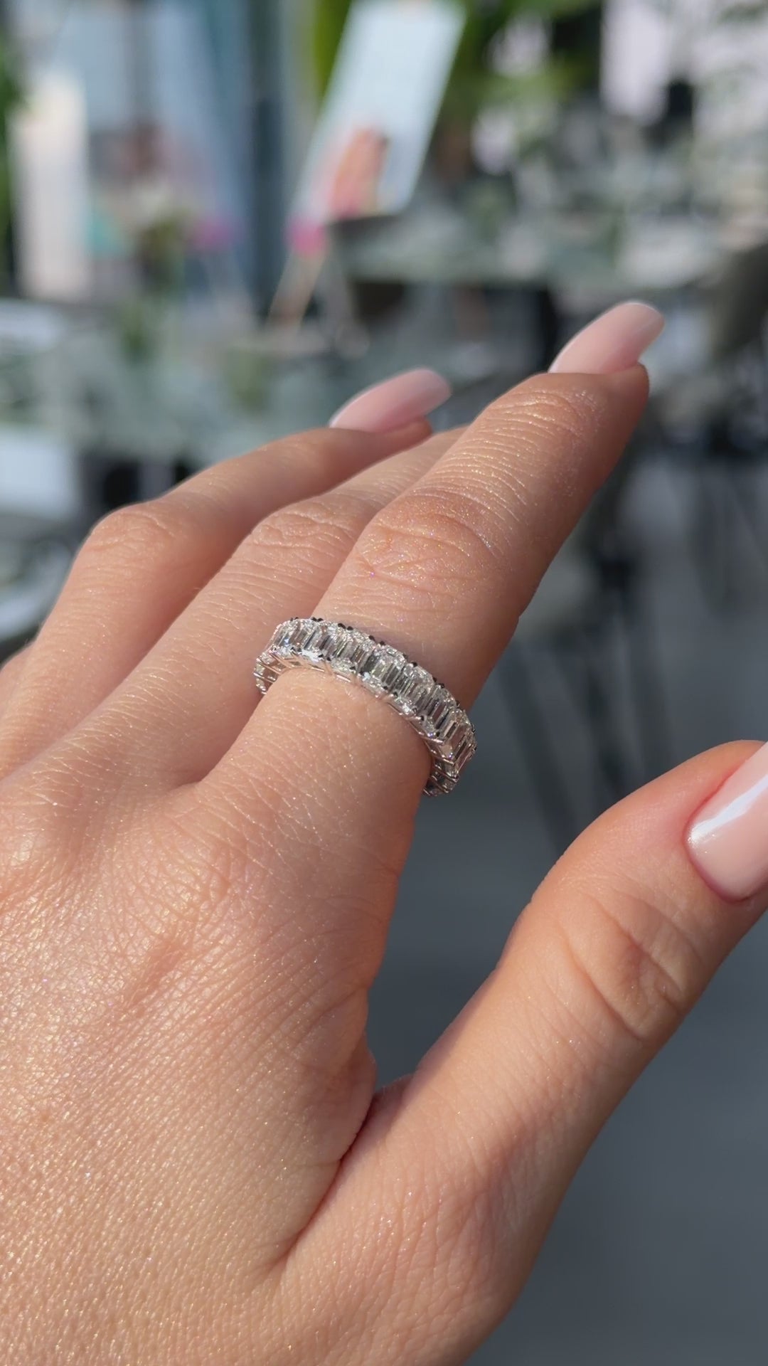 Emerald Diamond Eternity Ring - 5.5 Carat