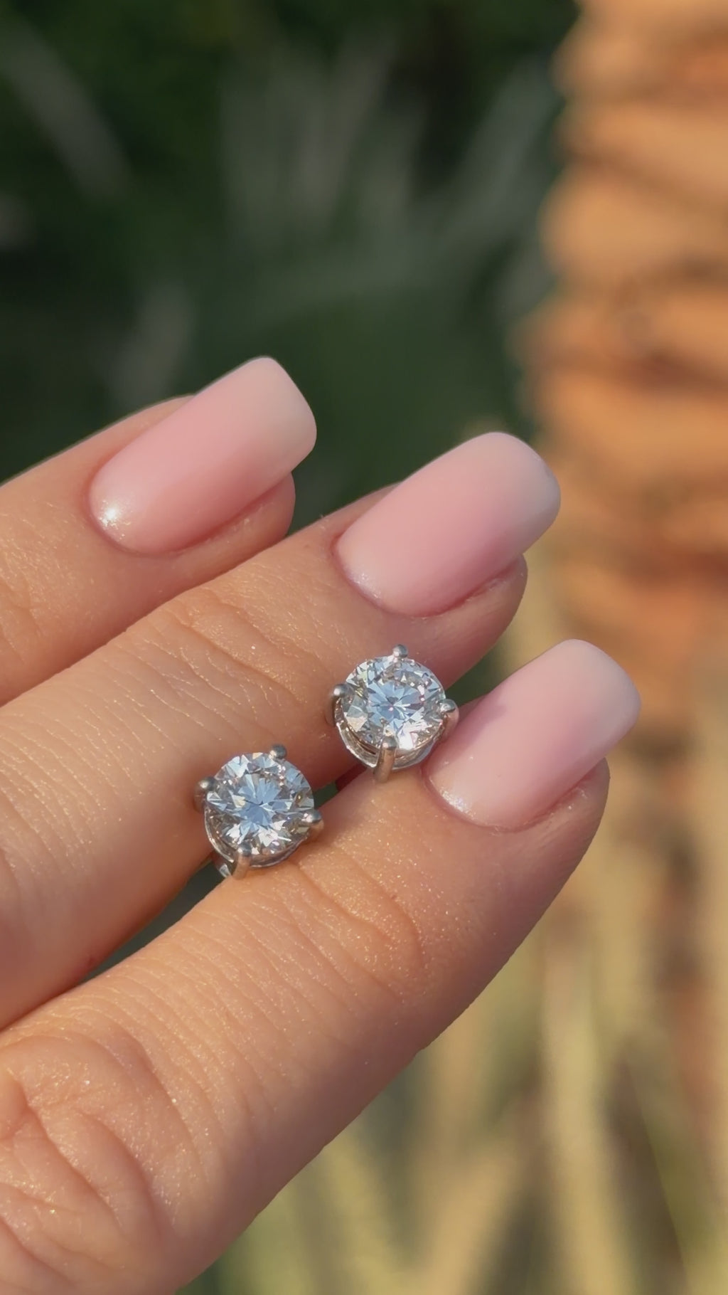 Round Diamond Stud Earrings 2 Carat Total