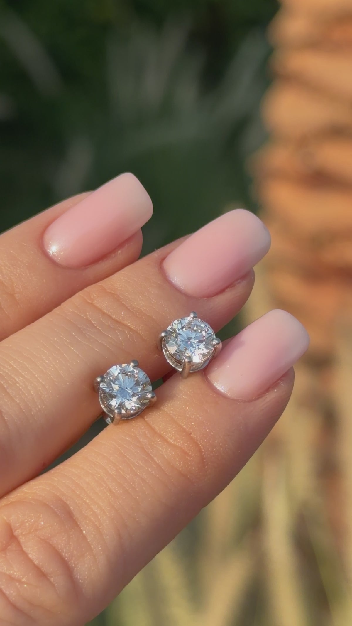 Round Diamond Stud Earrings 2 Carat Total