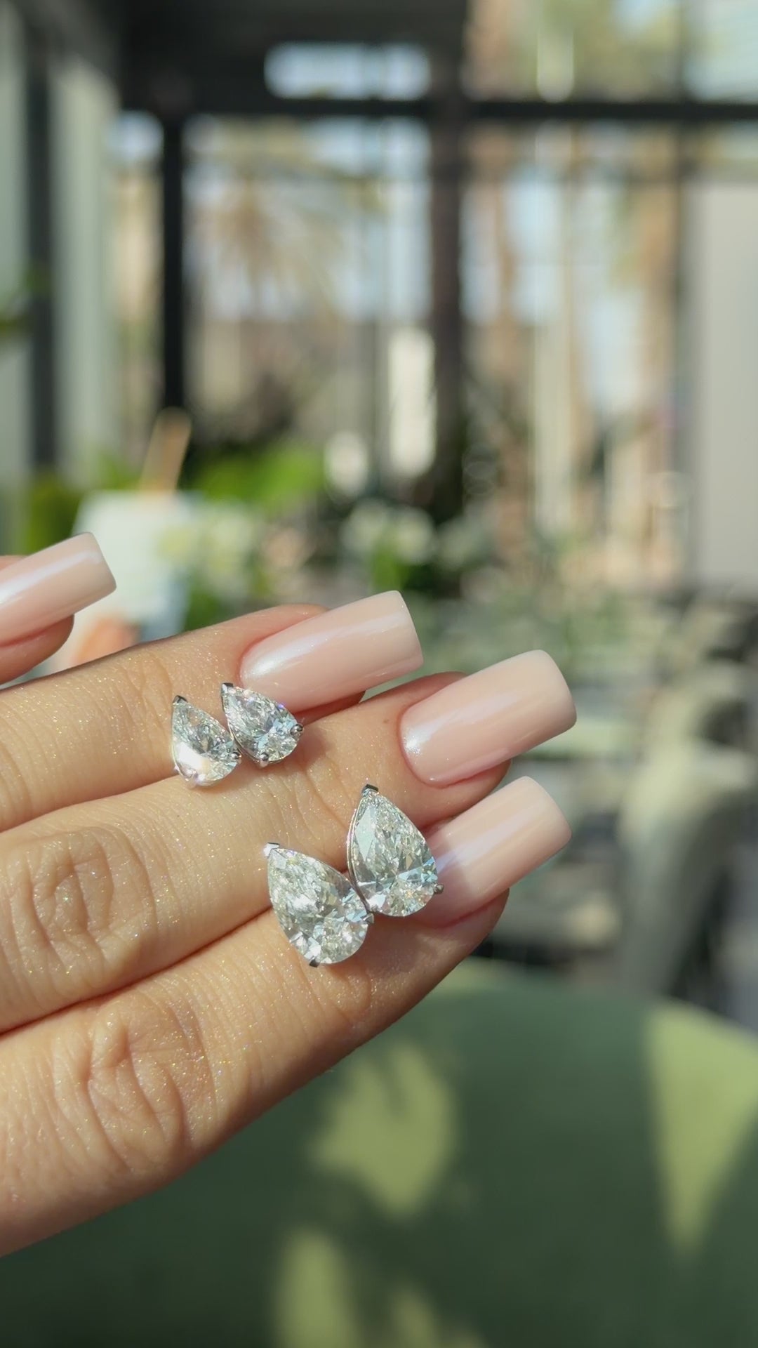 Pear Diamond Stud Earrings 5 Carat Total