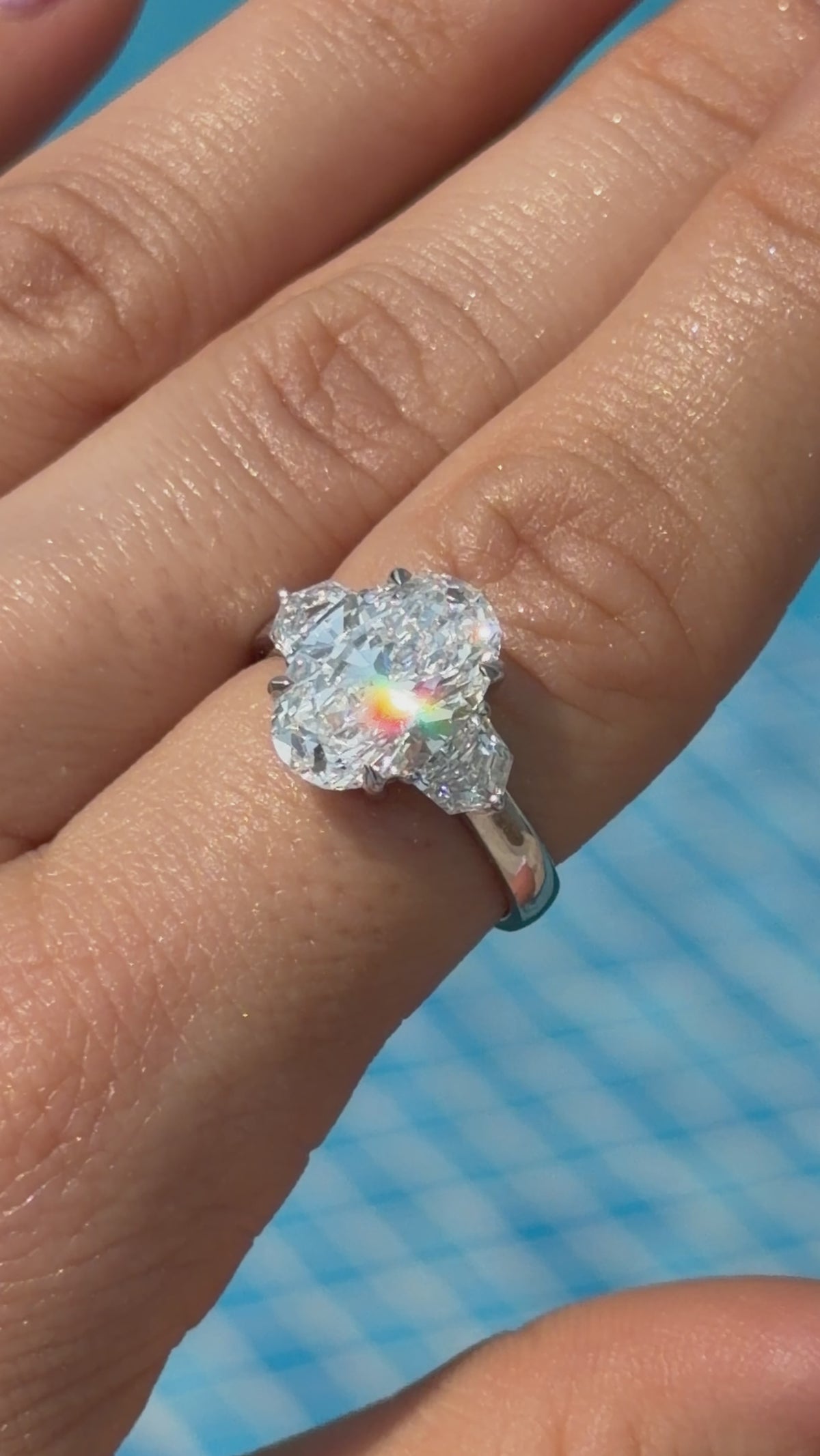 Oval Diamond Trilogy Ring 5 Carat