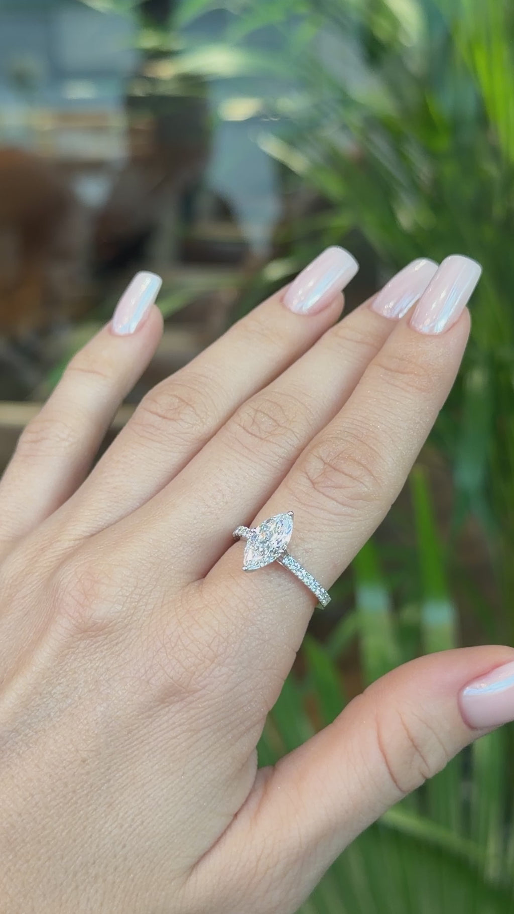 Marquise Diamond Solitaire Pave Ring - 1.8 Carat