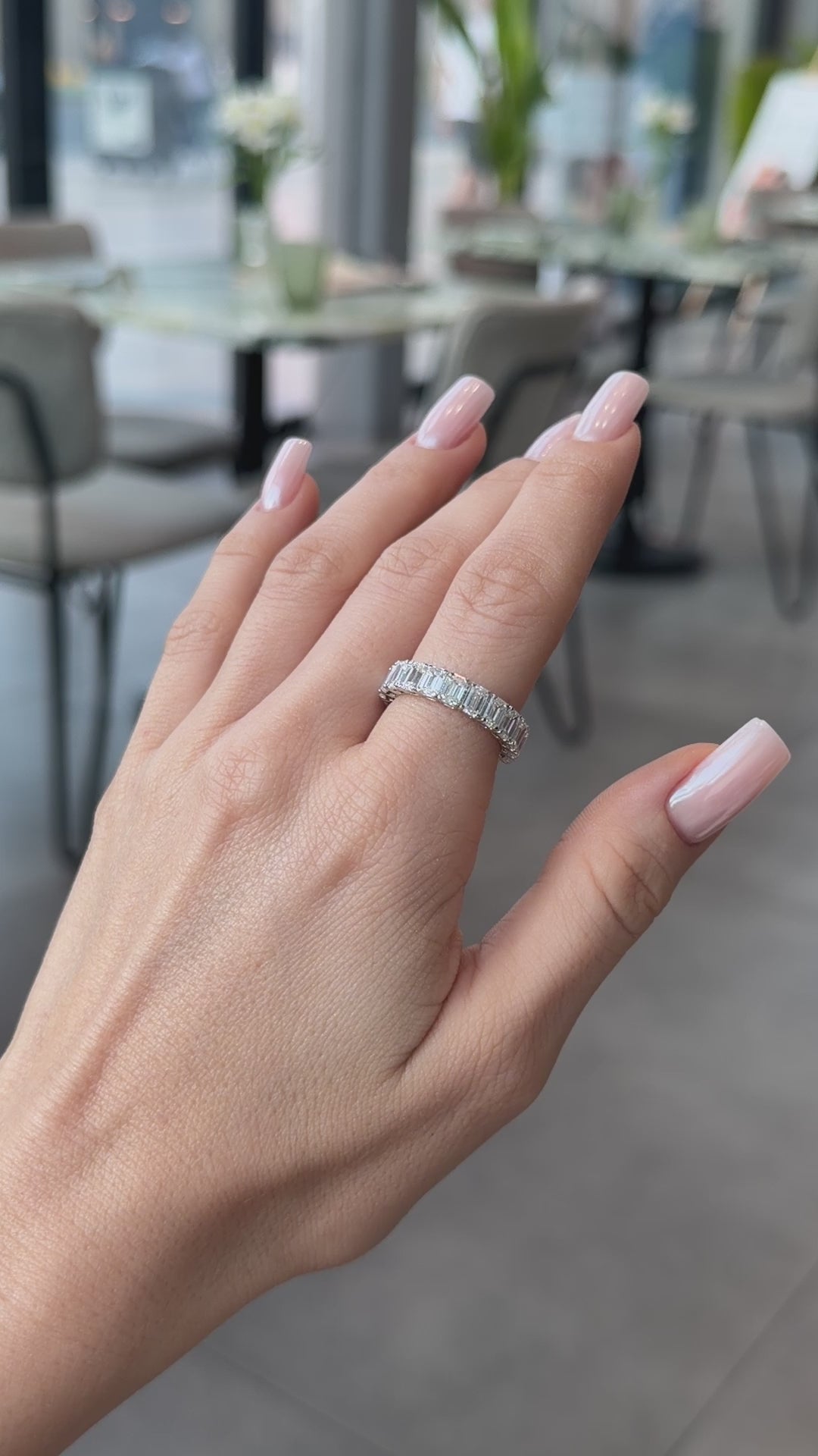Emerald Diamond Eternity Ring - 5.5 Carat