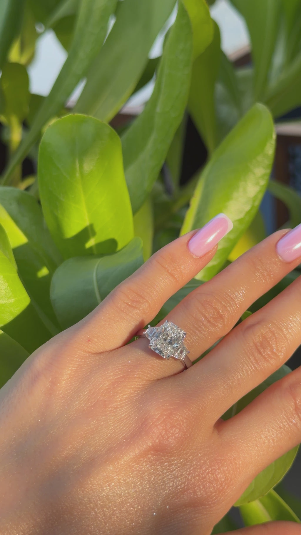 Radiant Diamond Trilogy Ring 5 Carat